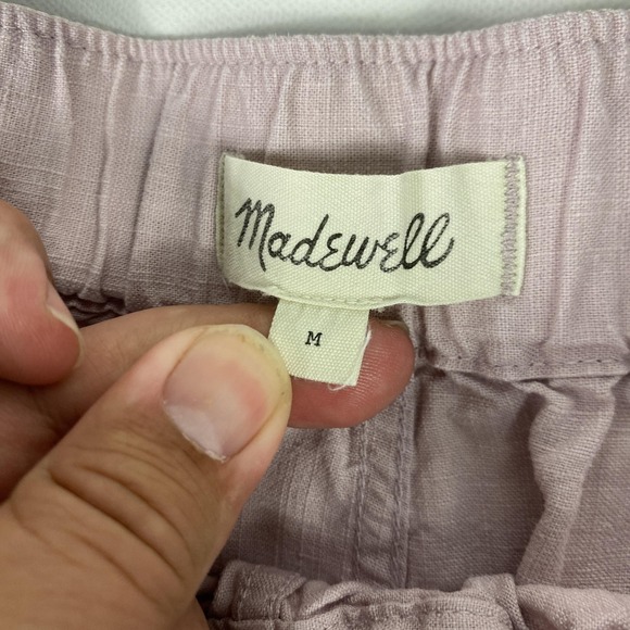 Madewell Shorts Womens Medium Mauve Linen Blend Pull On Elastic Waist Casual - Picture 5 of 8